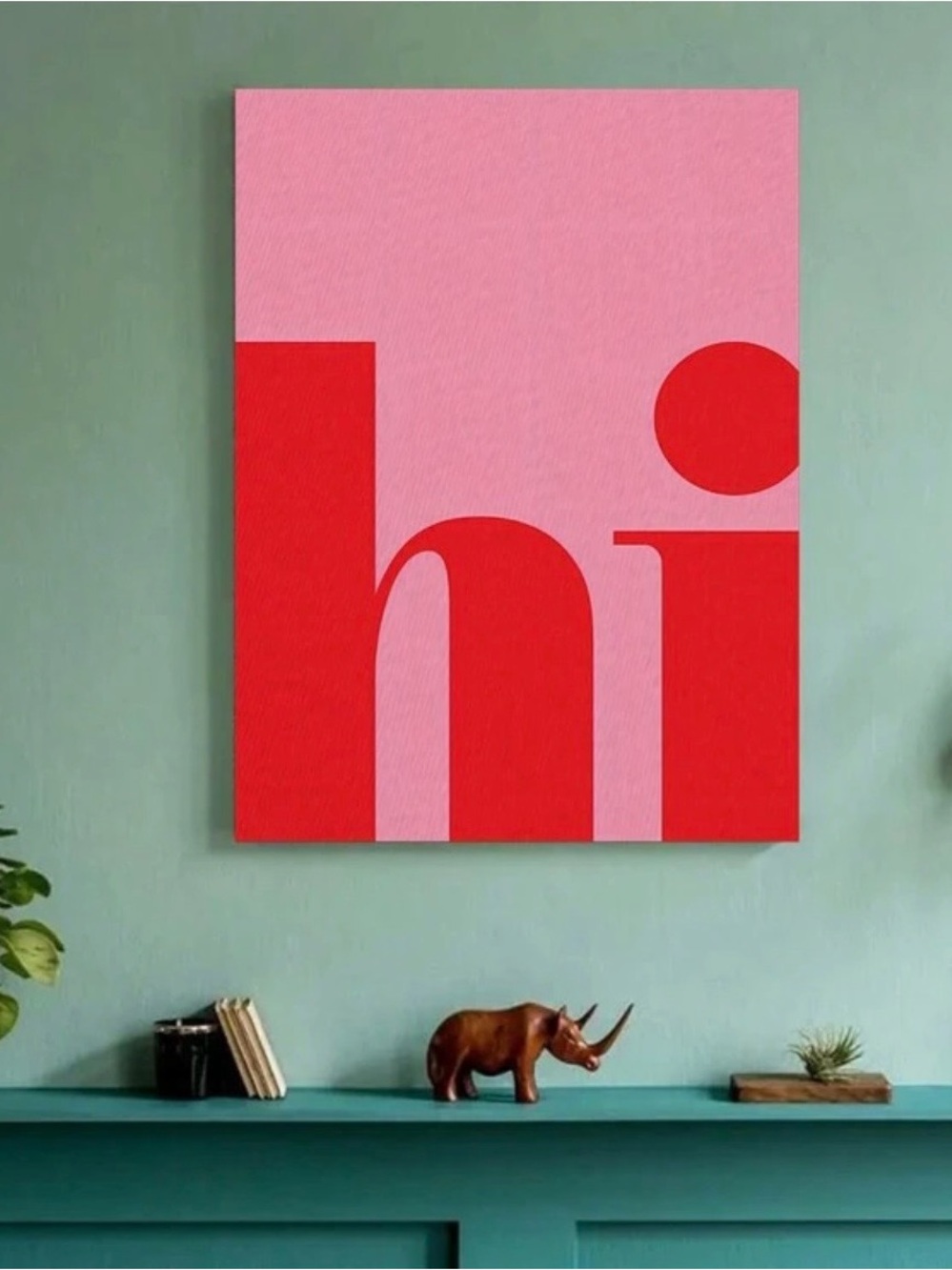 Modern 'Hi' Canvas Wall Art Print | 40x60cm | No Frame Included